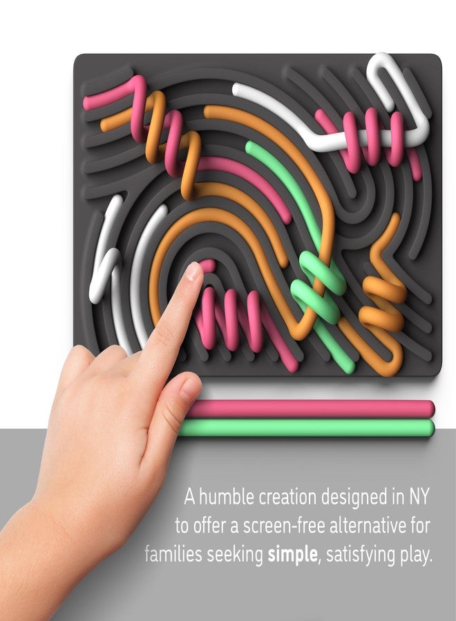 Pushpeel Sensory Activity Board: Silicone Fidget Toy for Calming, Stress, Anxiety, ADHD & Autism | Silent, No Mess | Kids 3+ & Adults | Includes Portable Travel Bag & 11 Strings (Granite) - Image 2